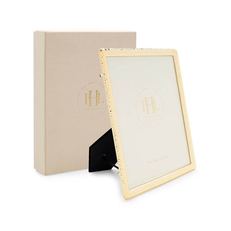 Pure Home + Living Gold Plated Hammered Metal Photo Frame, Tabletop Gold Plated Photoframe With Metel Finish Picture Frames Home & Wall Decoration (8X10 Inches,Pack Of 1)