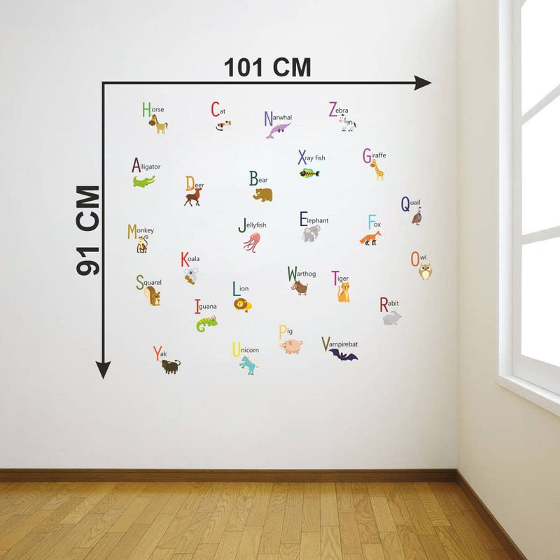 Delight Art Flat Design of Animal Alphabets Wall Sticker Size - (101 * 91) cm Model id - (DAMC00582L)