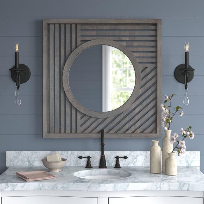 Adeez Gallery Wooden Wall Mirror Frame Size (30x30) Inch Only Frame with Out Mirror Colour Grey