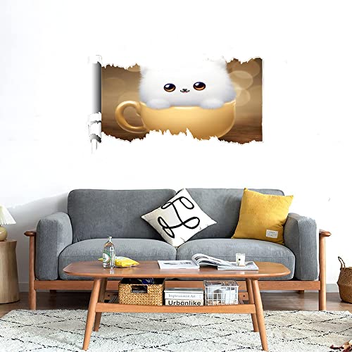 GADGETS WRAP Printed Wall Decal Sticker Scratched Paper Style Wall Decal (90cm x 50cm) - Little Puppy Mug