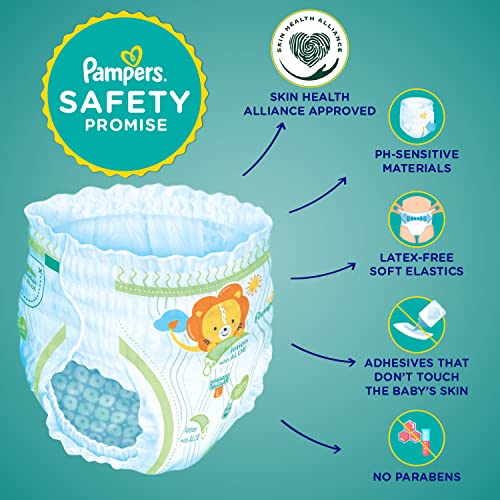 Pampers All round Protection Pants Style Baby Diapers, Large (L) Size, 128 Count, Anti Rash Blanket, Lotion with Aloe Vera, 9-14kg Diapers