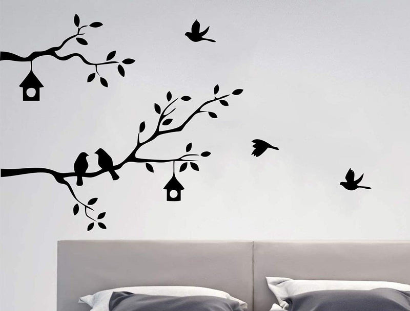 Asmi Collections Wall Stickers Birds Family on a Tree Branch