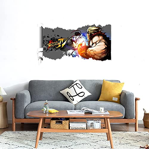 GADGETS WRAP Printed Wall Decal Sticker Scratched Paper Style Wall Decal (90cm x 50cm) - Street Fighter