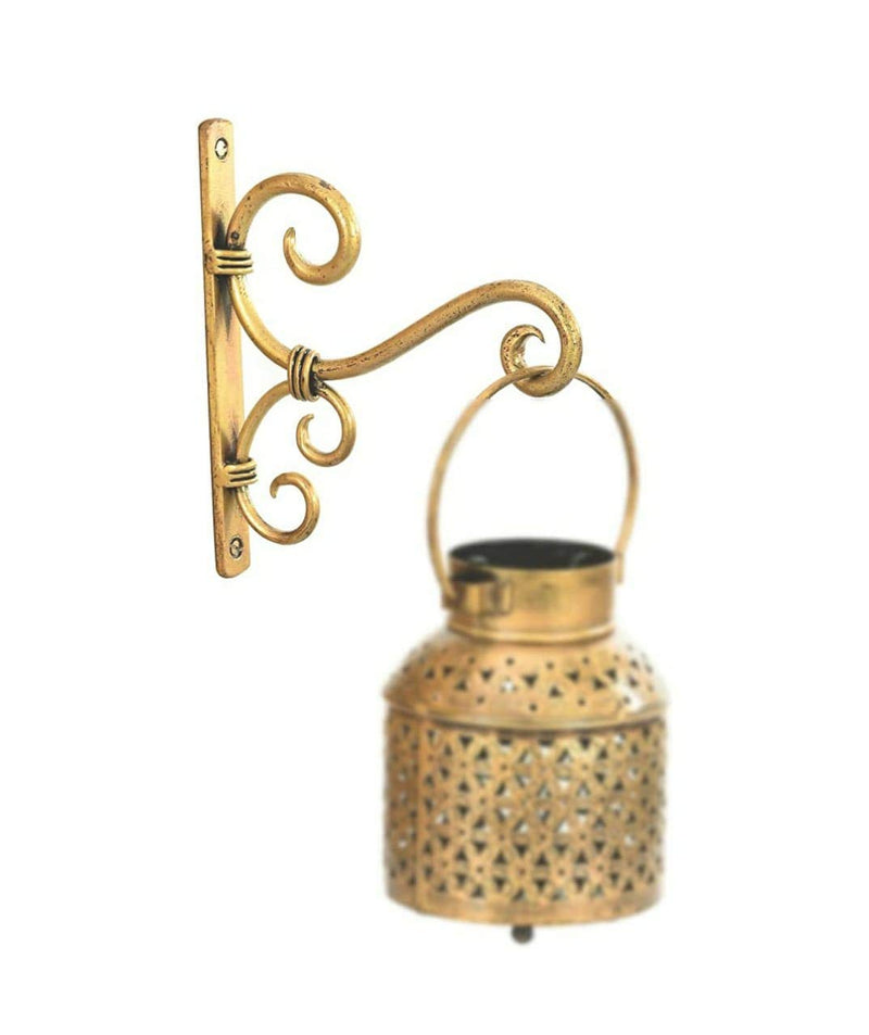 ARTS Crafties Iron Antique Wall Bracket for Bird Feeders & Houses Planters Lanterns Wind Chimes Hanging Baskets Ornaments String Lights (Golden)