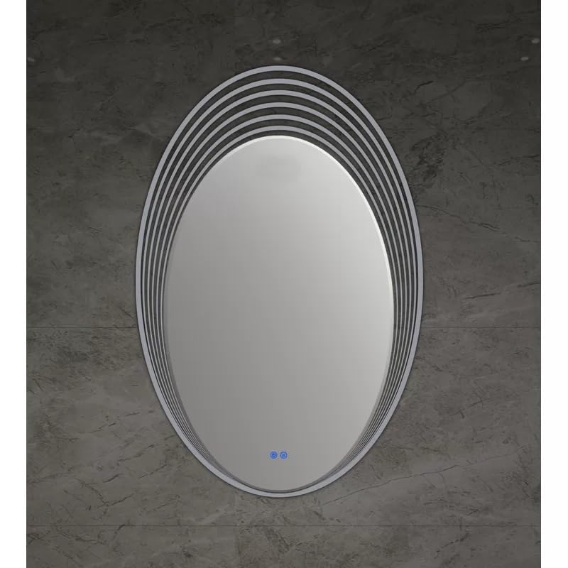 Artessa Oval Backlit LED Mirror with Defogger, Dimmer, 3-Colour LED for Bathroom (90 x 60 CM)