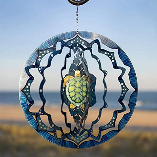 3D Sea Turtle Rotatable Wind-Bell Ocean Blue Bell Metal Pendant Domestic Decoration Handicraft Navy Blue Sea Turtle A0-POOWE