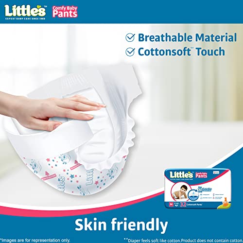 Little's Baby Pants Diapers,Medium, 7-12kg, 64 Count, with Wetness Indicator & 12 Hours Absorption