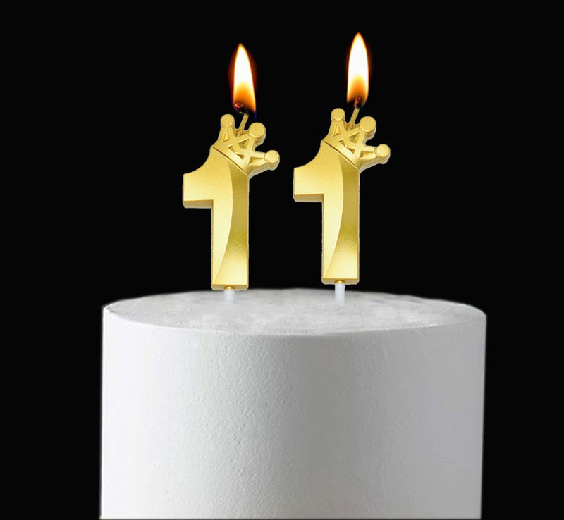 2.56 inch Gold 11 Number Birthday Candles,Gold Cake Number Candles, Numeral 11 Cake Topper for Birthday Decorations