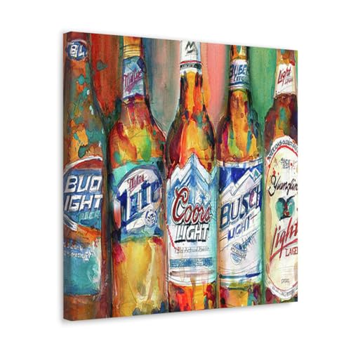 GADGETS WRAP Canvas Gallery Wrap Framed for Home Office Studio Living Room Decoration (17x17inch) - Bud Light Miller Lite Coors Light Busch Light Yuengling Light Combo Beer