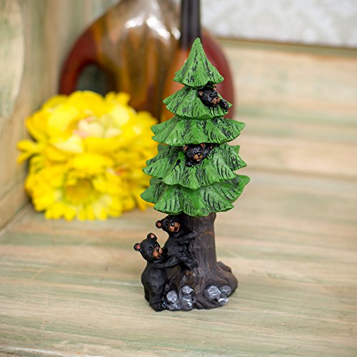 Slifka Sales Co. Black Bears in Tree 8 x 4 x 3.5 Inch Resin Crafted Tabletop Figurine