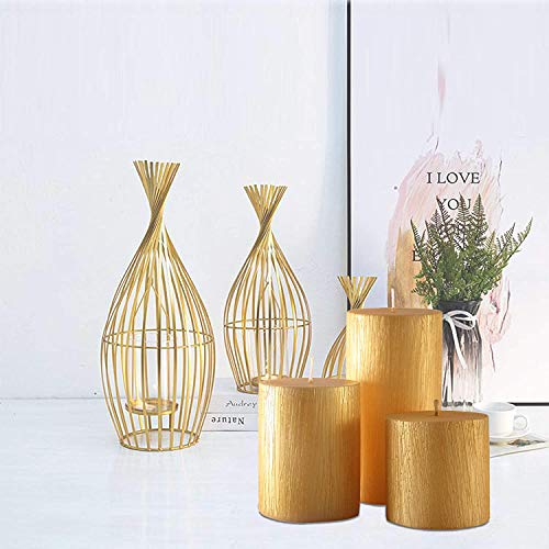 AuraDecor Pillar Set of 3 Gift Set Golden Rustic Finish Size (3 * 3, 3 * 4, 3 * 6 Inches)