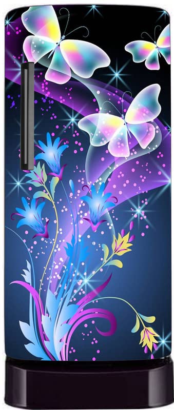 Sahaj Décor Decorative Butterfly Single Door Fridge Sticker abstrat Background Full Waterpoor Covering Area [60x160cm]