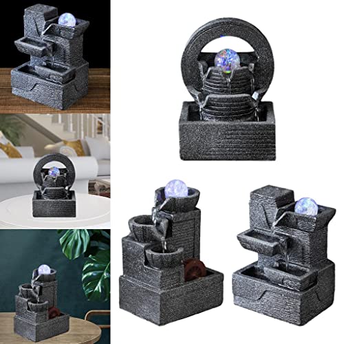 ATORSE® Orb Tabletop Water Fountain Waterfalls W/Led Light Rectangle Mouth