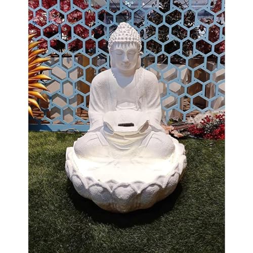 Shawshank Lotus Buddha Water Fountain Resin Fiberglass Water Fountain for Home Office Living Room Dcor with LED Lights and Pump