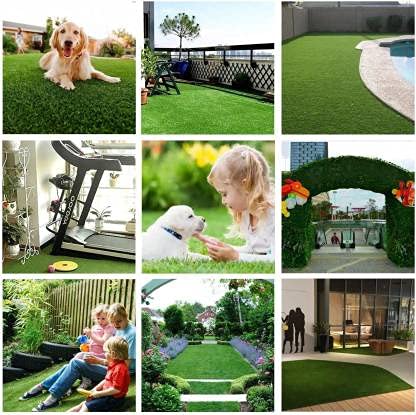 CHETANYA Loomtex ™ 35MM Loomtex High Density Artificial Grass Mat for Terrace, Balcony, Floor, Garden, Doormat with 4 Layers Protection (Green, 2x5 feet)