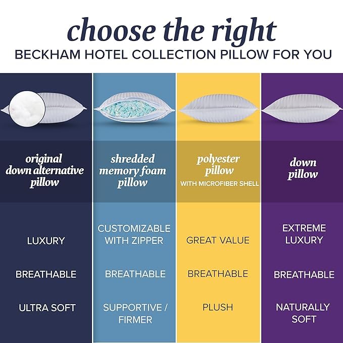 Beckham Hotel Collection Bed Pillows Standard Size Set of 4 - Down Alternative Bedding Pillow for Sleeping| (27x17 Inches)