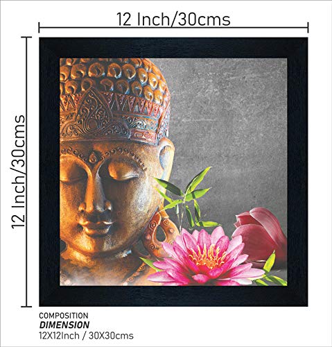 SAF 'Buddha' Multi-Effect UV Textured Painting with Frame 12 inch X 12 inch SANFN31014