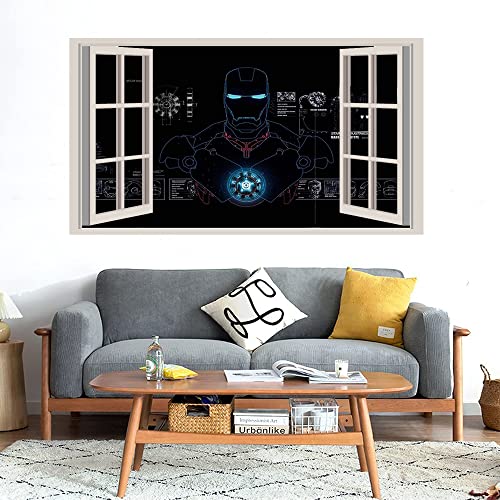 GADGETS WRAP Printed Wall Decal Sticker Fake Window Style Decal (90cm x 50cm) - Iron Man System