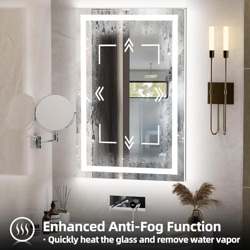 Versatile LED Light Mirror with Defogger: Perfect for Wall, Vanity, Bathrooms, Wash Basin, Travel, Dressing Room - Sizes: 1824, 2424 - Defogger Option Available for 18*24 Inches (36x 24 Inches)