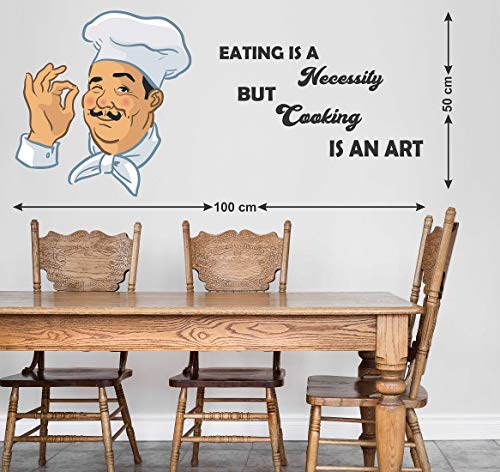 Wallzone Cooking is Art Chef Multi Large Wallsticker for Home Decorations (100 cm x 50 cm)