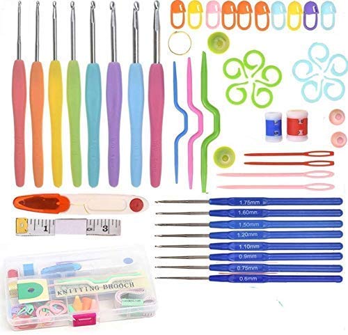 Tusmad Supremo Aldo Knitting Crochet Hook Needle Set (Large) 53Pcs Ergonomic Kit, Kit Organizer with 16Pcs Soft Grip Handles Hooks, Tapestry for Hand Knitted