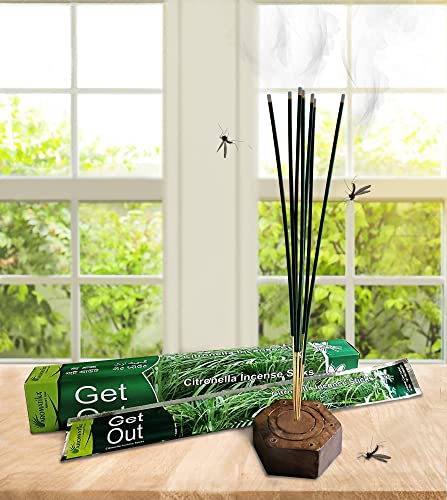 Aromatika Get Out 240 Mosquito Repellent Incense Sticks, Natural and Herbal Citronella Agarbatti Pack | Machar Agarbatti | Anti- Mosquito | Burn Time- 45 mins Approx