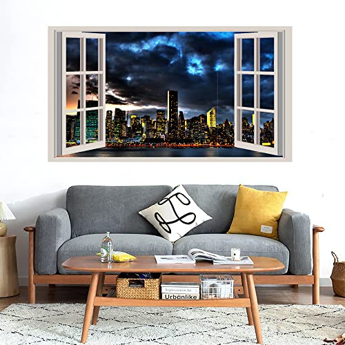 GADGETS WRAP Printed Wall Decal Sticker Fake Window Style Decal (90cm x 50cm) - Modern Building