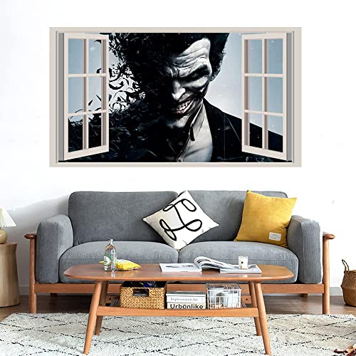 GADGETS WRAP Printed Wall Decal Sticker Fake Window Style Decal (90cm x 50cm) - The Joker Theme