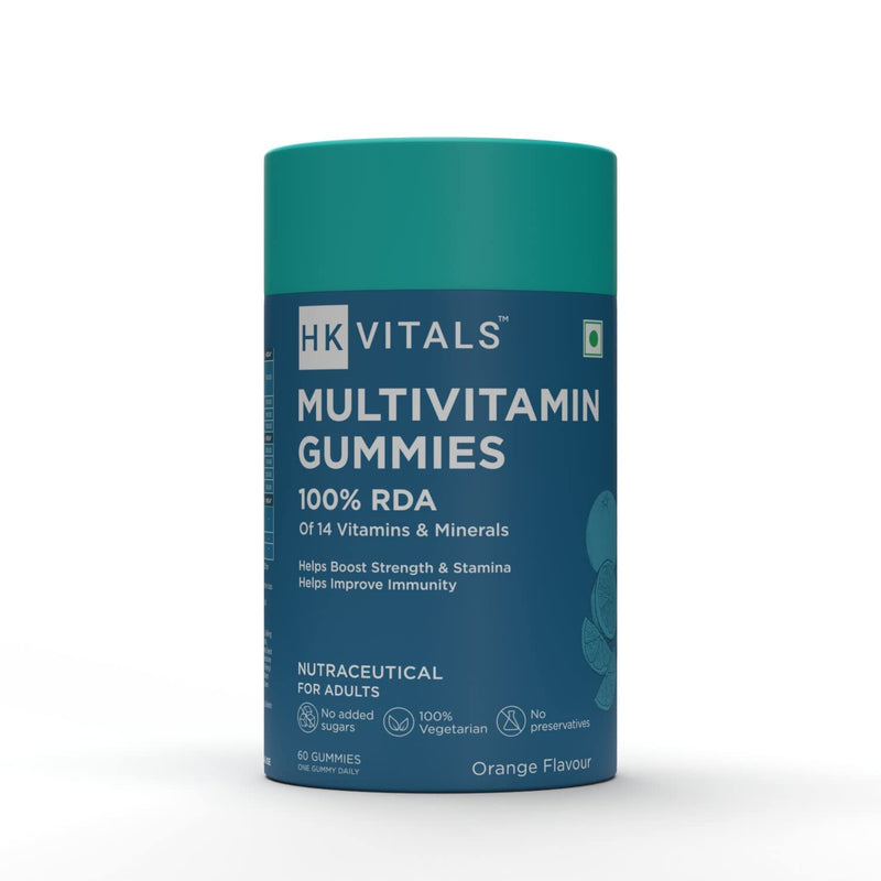 HealthKart HK Vitals Multivitamin Gummies (Orange, 60 Days Pack), Multivitamin for Men & Women, 100% RDA of Vitamins & Minerals, Boosts Energy & Immunity, Supports Joint Health