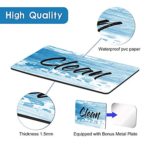 Umtiti Magnet, 1.5mm Thick Clean Dirty Sign Magnet for Dishwasher, Laundry Machine, Refrigerator, Reversible Kitchen Dish Washer Sign, Double Sided Magnet with Bonus Magnetic Plate, Wave