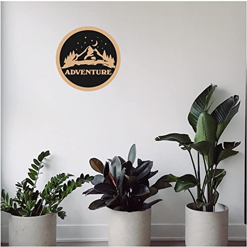 DOTME Adventure Mountain World Theme Wooden With Vinyl Sticker Decorative Wall Décor Home House Boys Bedroom Living Room House Hall DIY Art 8 INCH (Black)