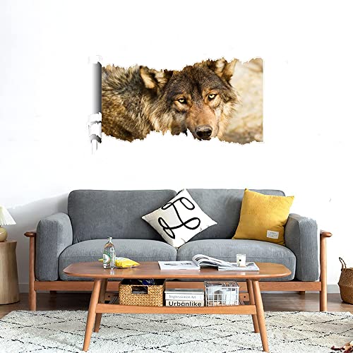 GADGETS WRAP Printed Wall Decal Sticker Scratched Paper Style Wall Decal (90cm x 50cm) - Wolf Stare