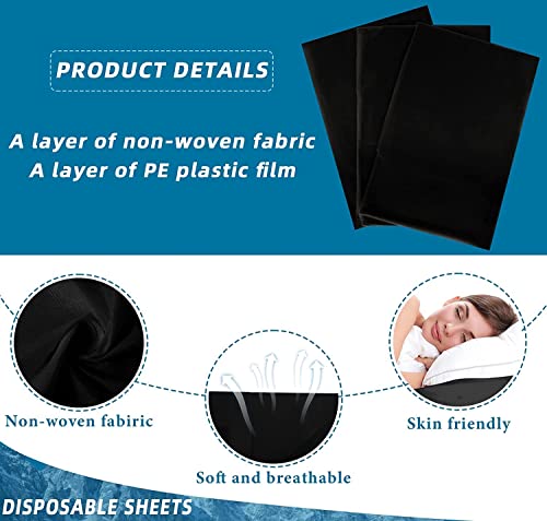 KUDIZE Disposable Non-Woven Bed Sheet (31 x 72 Inch) for Hospital, Hotel, Clinic, Spa, Travelling, Saloon, Saunas, Tattoo and Outing for Man, Woman, Elderly and Baby Care. (Black, Pack Of-25)