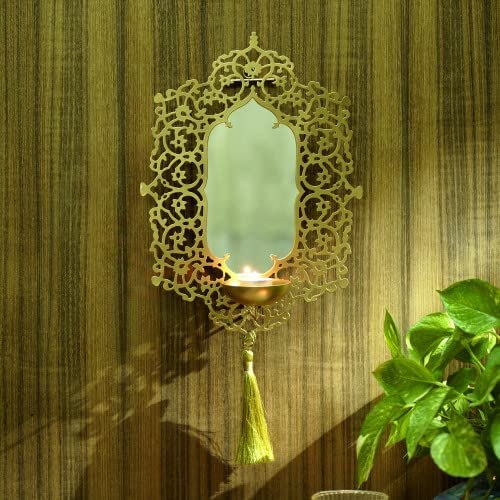 COURTYARD Metal Malhar T Light Wall Screen |Antique Gold|Standard|