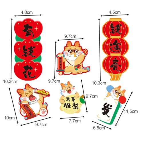 ATORSE® 6 Pieces Chinese New Year Refrigerator Magnets for Home Door Spring Festival Style B