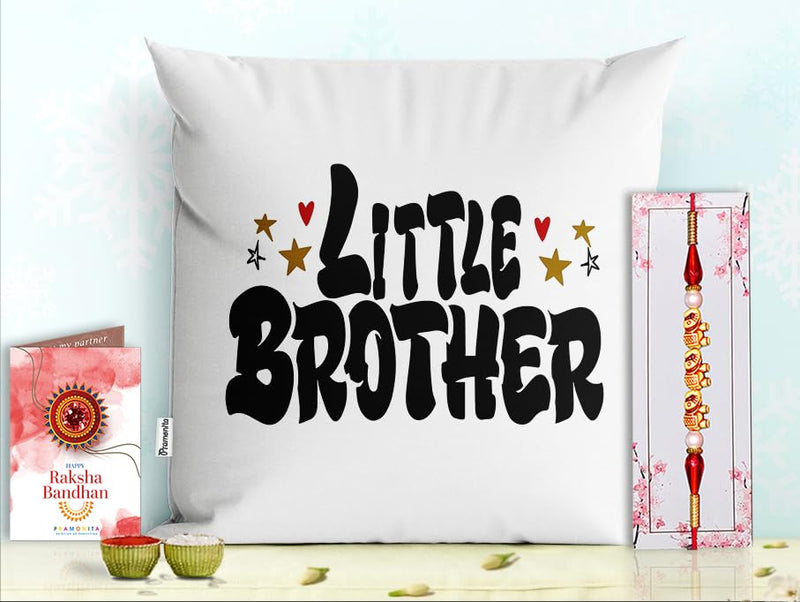 Pillow Rakhi for Brother with Gift - Rakhi with Rakhi Cushion with Filler Greeting Card- Rakhi for Brother, Gifts for Brother, Gifts for Rakhi, Gifts for Rakshabandhan Rakhi Gifts-PE-CU-14