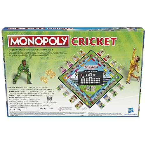 Monopoly Cricket Board Game | Cricket-Themed Monopoly Board Game for Families and Kids | for Ages 8+ | for 2 to 6 Players | Birthday Gift for Kids & Families