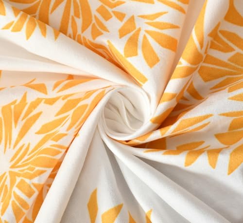 Super Soft Cotton Printed One Double Elastic Bedsheet with 2 Pillow Cover (White (Yellow Print))