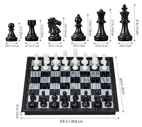 Jambuwala Enterprise™ Magnetic Educational Toys Travel Chess Set with Folding Chess Board for Kids and Adults Black Color (10 Inch)