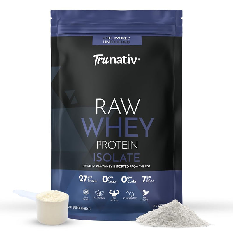 TruNativ Raw Whey Protein Isolate Powder| 27g Protein (7g BCAA) | Enhances Lean Muscle Mass | No Added Carbs & No Added Sugar | Unflavoured 900g Protein Powder | For Men & Women