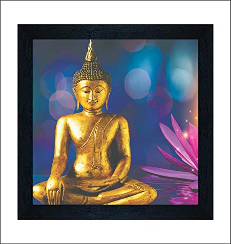 SAF 'Buddha' Multi-Effect UV Textured Painting with Frame 12 inch X 12 inch SANFN31019