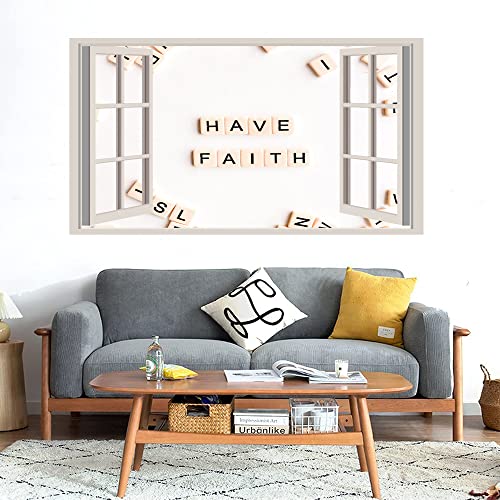 GADGETS WRAP Printed Wall Decal Sticker Fake Window Style Decal (90cm x 50cm) - Have Faith