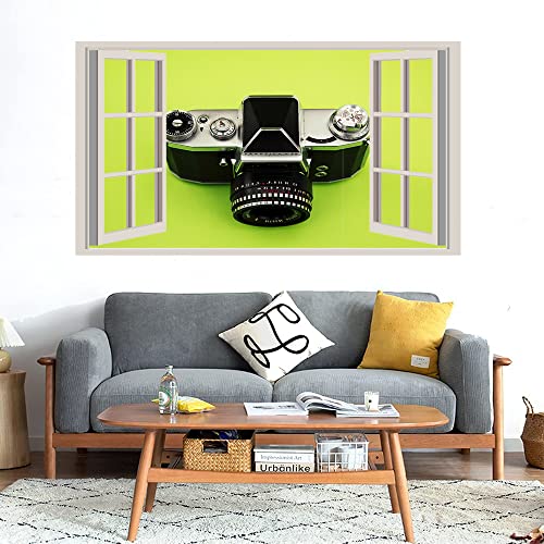 GADGETS WRAP Printed Wall Decal Sticker Fake Window Style Decal (90cm x 50cm) - Retro Camera