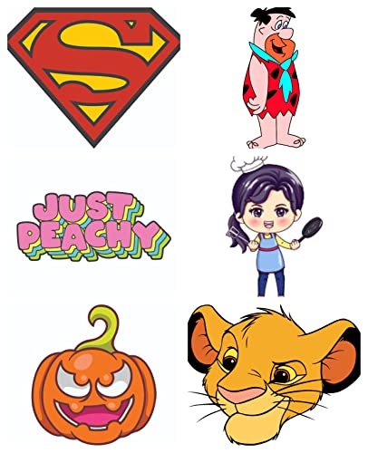 Bhai Please Superman, Fred Flintstone, Just Peachy, Chef Female, Pumpkin and Simba Wooden Fridge Magnet (Pack of 6 pcs, one pc Each Design)