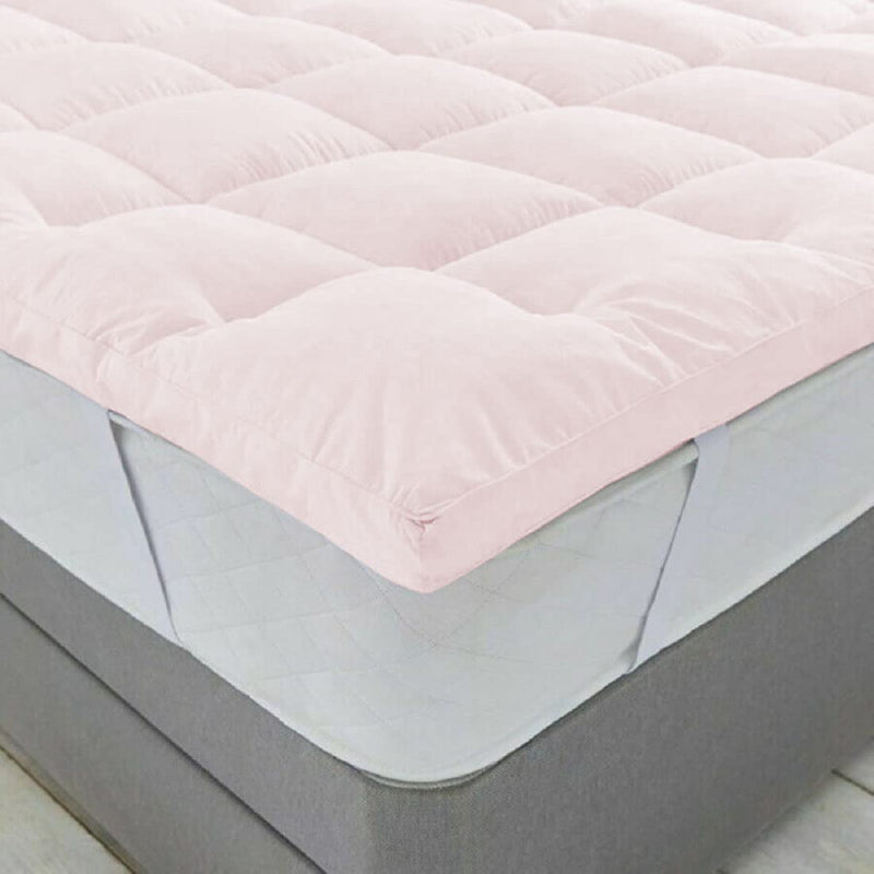 Jaipur Linen 800GSM Hollow Fibre Mattress Padding/Topper for 5 Star Hotel Feel- Pink-Queen Size Bed-60 Inch X 75 Inch