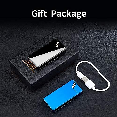 VOFFY ARC LED Lighter with Smart Finger Touch Sensor USB Electric Lighter Flameless Windproof Rechageable Double Plasma Arc Lighter for Cigarette-Fancy Stylish,Cigar,Gift & Outdoor/Indoor(Balck)