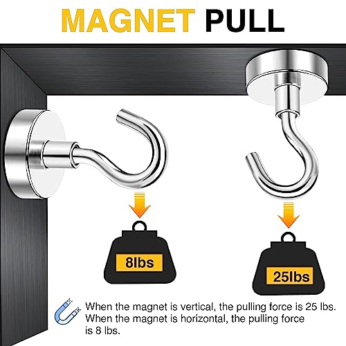 XIRIZ Magnetic Hooks, 28 lb+ Heavy Duty Magnets with Hook for Refrigerator, Extra Strong Cruise Hook for Hanging, Magnetic Hanger for Cabins, Grill,Classroom, Workplace, Office and Garage (10)