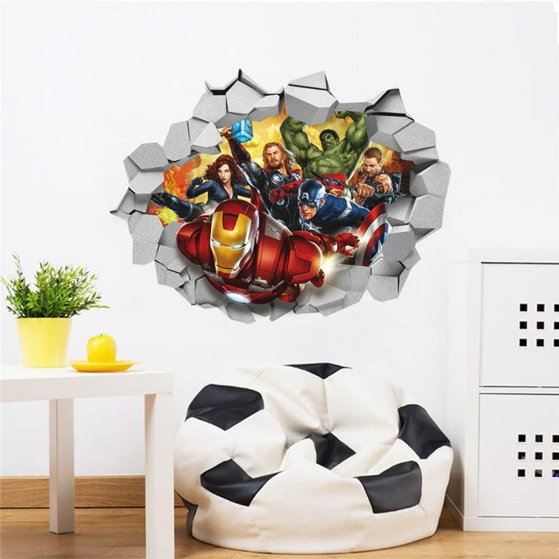 GADGETS WRAP Vinyl Wall Decal Sticker Super Heros Broken Hole