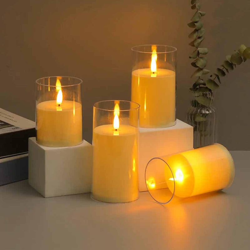 TGOPIT Candle Flameless Led Candles Light Flickering,Real Wax Fake Wick Moving Flame Faux Wickless Pillar for Diwali Festival Wedding Home Party Halloween Decorations(2Pcs)