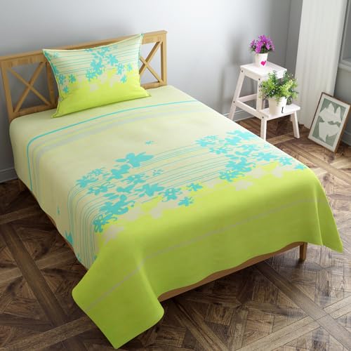 HomewayTex Flower Fiesta Printed Bed Sheet for Single Bed with one Pillowcase Size:- 90x60 Inch Colour:- Multi (Single)